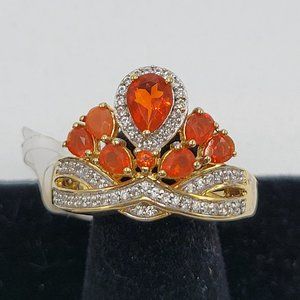 Gold vermeil ring with citrine stones